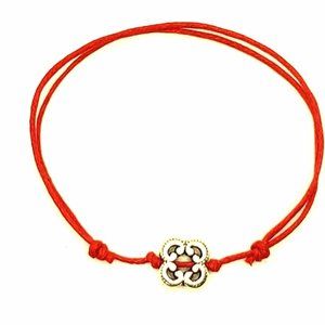 Red string and silver plated knot good luck